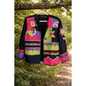 ALLURE Colorblock 90s Art Jacket Size S Boho Festival